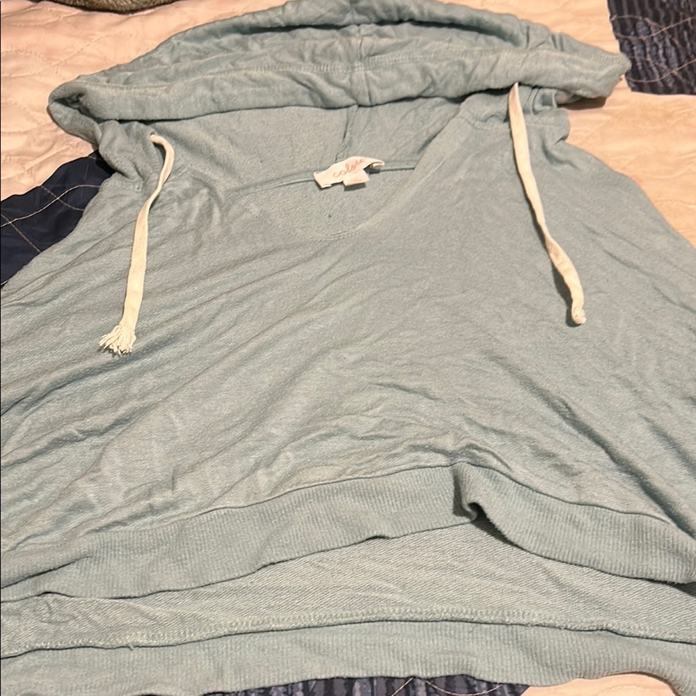 Light Blue cropped Hooded Top